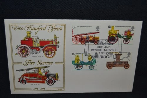 GB first day cover 1974 Fire Service with scarce Inaugural Ceremony cancel
