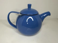 FORLIFE Curve Teapot with Infuser Blue Ceramic