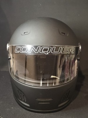 Conquer FF-S4 Snell SA2015 Full Face Racing Helmet Black L 58-59cm w/ Carry Bag