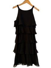 SL Fashions Cocktail Party Prom Dress Black Tiered Ruffles Sleeveless Gatsby 14