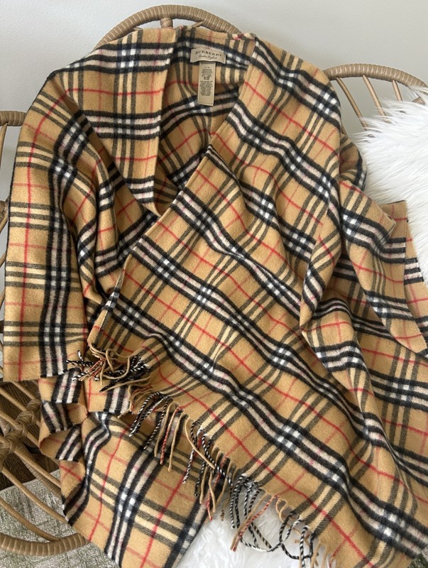 Burberry Novacheck Wool Poncho Cape Shawl
