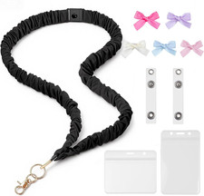 Stretchy Lanyard Scrunchie Lanyard  Women  Id Holder- Comfortable Breakaway