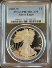 2003-W American Silver Eagle Proof $1 PCGS PR70 DCAM - Deep Cameo - Blue Label