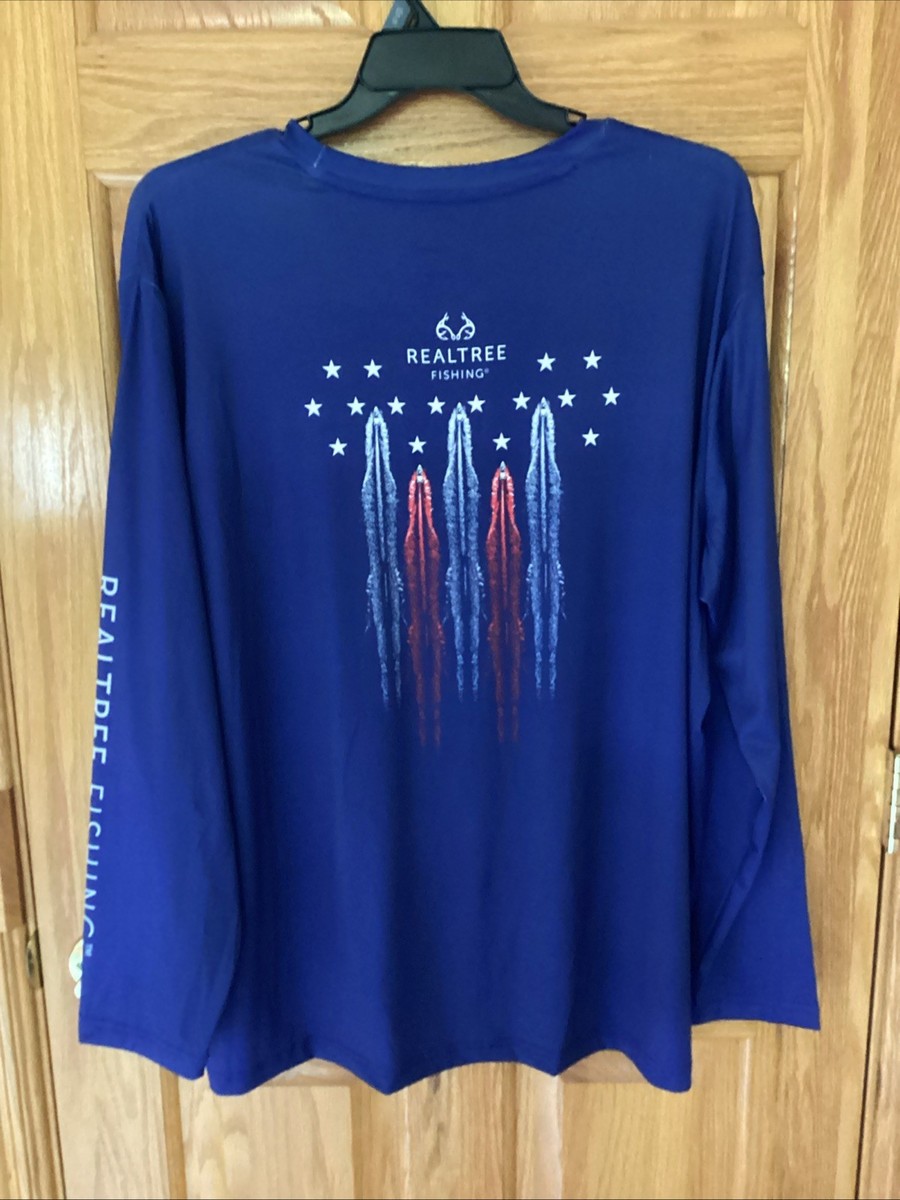 Realtree Fishing Men's Size 3XL Navy Blue Long Sleeve UPF30 T