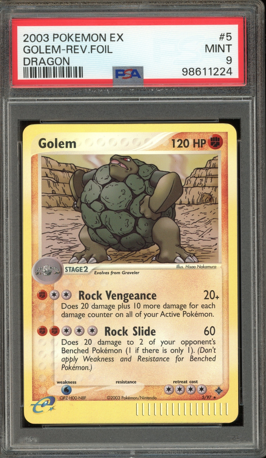 Pokemon Golem EX Dragon Reverse Holo Rare #5 PSA 9 Mint