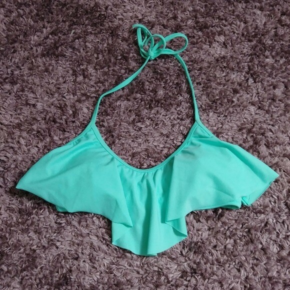 Victoria's Secret Aqua Layered Halter Bikini Top Size… Gem