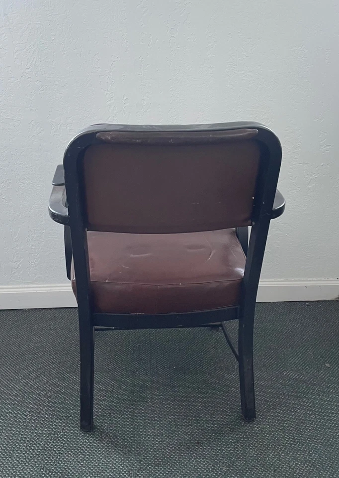Sillón de oficina industrial vintage de acero y cuero Midcentury Royal Products Foto 3 de 4