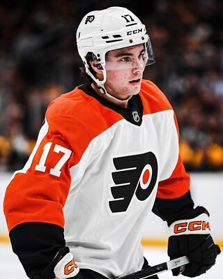 Jett Luchanko First NHL Game Action Philadelphia Flyers 8x10 NHL Hockey Photo