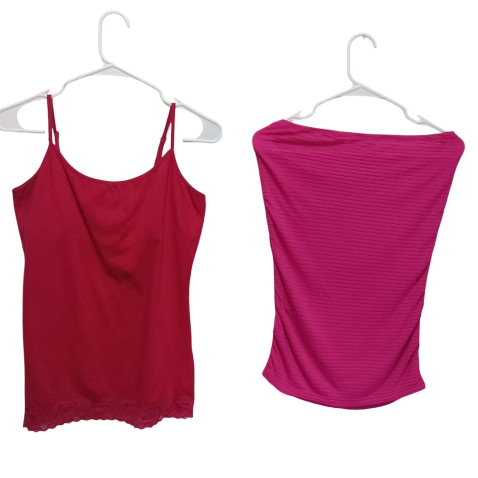 Women Top strapless Tube pink size L Slim Fit Camisole By Derek Heart - Image 3 of 4