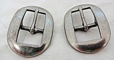Antiqued Nickel Sleek Cart Buckles Pair Horse Tack Headstall Belts Spur Straps