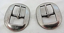 Antiqued Nickel Sleek Cart Buckles Pair Horse Tack Headstall Belts Spur Straps