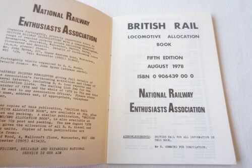 1978 5th Ed NREA Locomotive Allocation Spotters Book No Underlinings VGC - Picture 2 of 8
