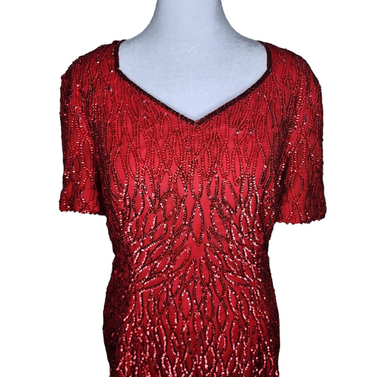 Vintage 80s Stenay Beaded Sequined Shift Dress Womens Size 12 Red Vintage 80s Stenay Beaded Sequined Shift Dress Womens Size 12 Red