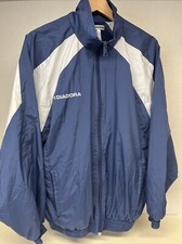 90's vintage Diadora Soccer Men's Lightweight Vented Nylon Jacket Sz S Navy Blue