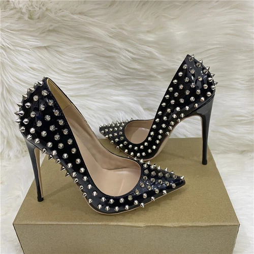 Fashion Women's Shoes Pointed Toe Studded High Heels Pumps For Party Clubwear - Afbeelding 1 van 21