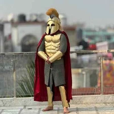 Medieval Knight Metal Greek Costume Corinthian Helmet Cuirass Bracers  Greaves