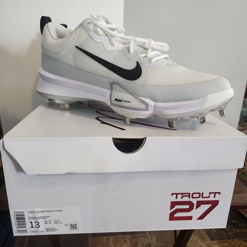 NEW Nike Force Zoom Trout 9 Pro Metal Baseball Cleats Men's 13 White FB2907-100