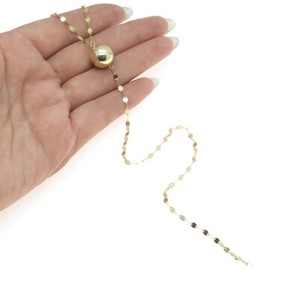 Authentic 925 Sterling Silver Gold Plated Coffee Bean Chain Drop Ball Belly Necklace 20"