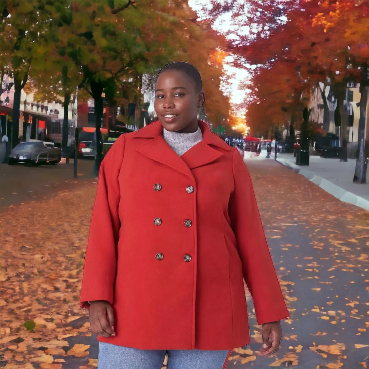 Lane Bryant Womens Red Double Faux Wool Peacoat Plus Size 16 Brand New | eBay