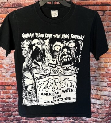 Rob Zombie AMERICAN WITCH TOUR 2006 Concert T-Shirt Super Shock Show Size Small