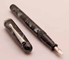 Mohi Archer Black Marble Handmade Acrylic Fountain Pen Fine Nib & Chrome Trims