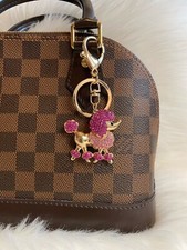 Poodle Dog Keychain Keyring Bag Charm Purse Handbag Charm Pink Rhinestones gift