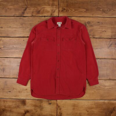 Vintage L.L.Bean Chamois Hemd Knopf L Tall Herren Langarm Rot Einfarbig