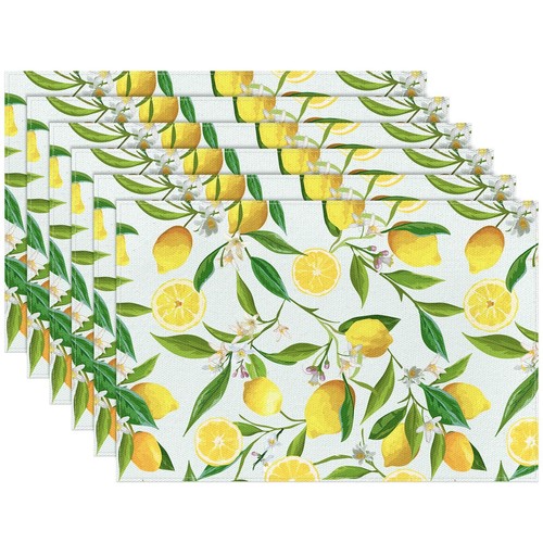 Lemon Placemats Set of 6 Summer Placemats Yellow Lemon Themed Table Place Mat... - 第 1/7 張圖片