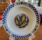 Corn on the Cob Bread Dessert Plates (pair) 6" Gibson Stoneware White Blue ! — photo 1