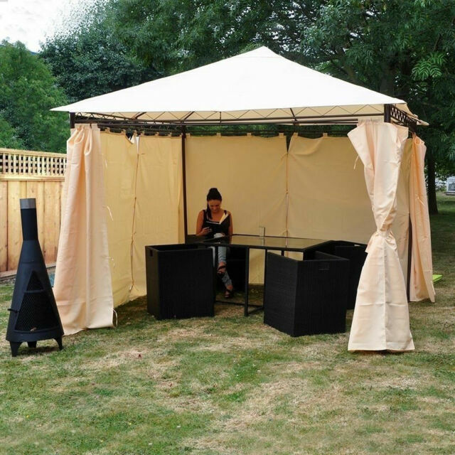 Garden Gazebo with Side Curtains 