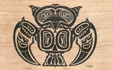 British Columbia motif "OWL" Pacific Northwest Coast fine art postcard