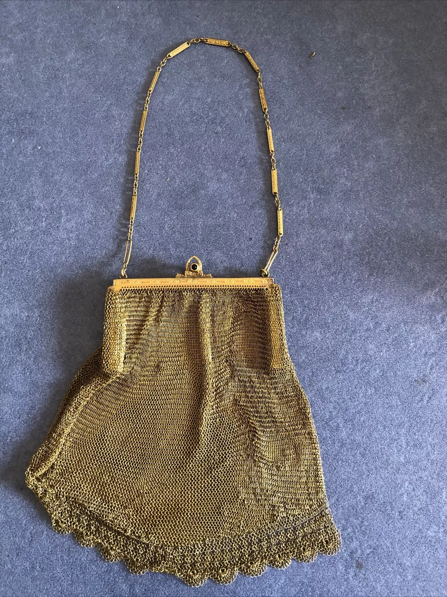 Antique gold mesh purse top