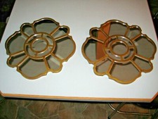 VINTAGE DECORATIVE PAIR MULTI MIRRORED 13 SECTIONS GRIDED WALL MIRRORS GOLD