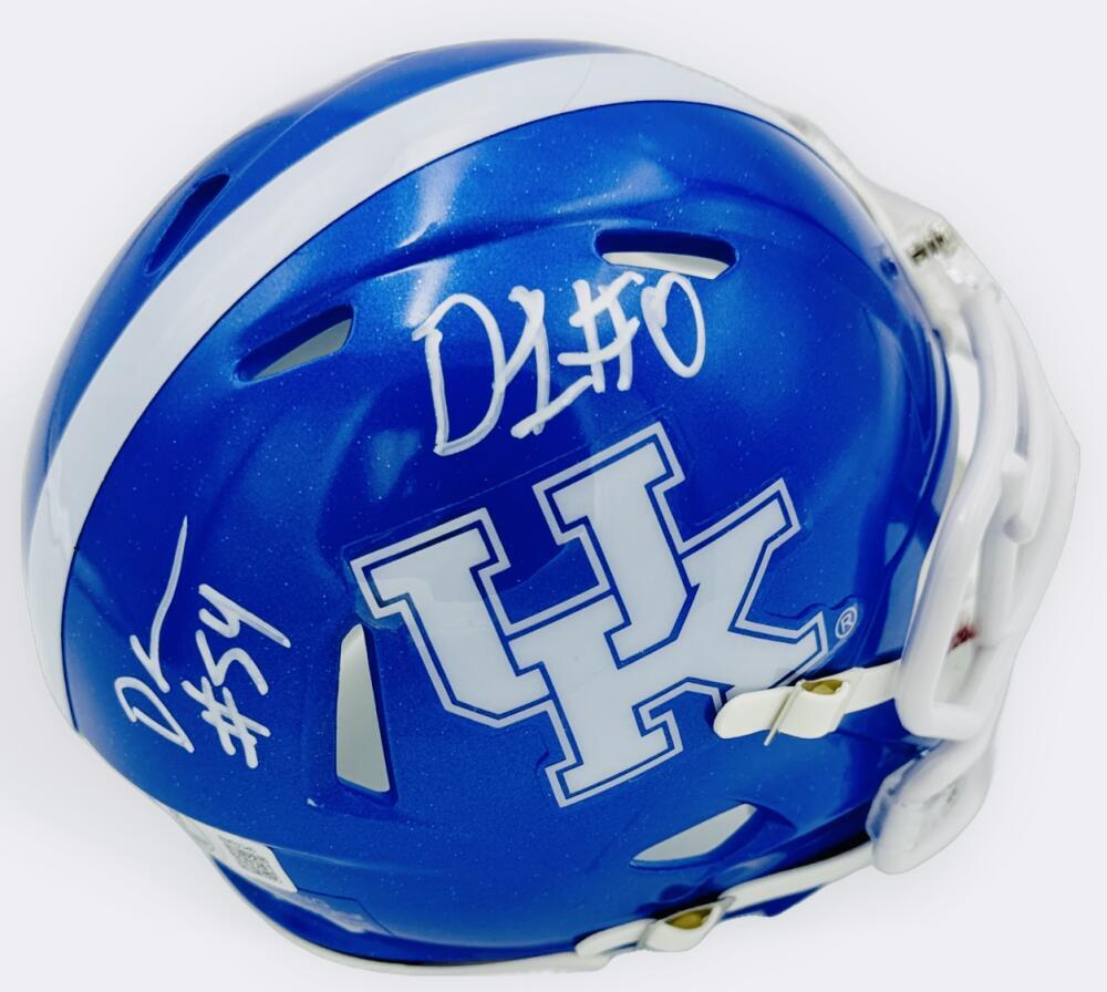 DEONE WALKER D'ERYK JOHNSON SIGNED KENTUCKY WILDCATS MINI FOOTBALL HELMET BAS J0