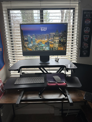 FLEXISPOT Standing Desk Converter 35'' Height Adjustable with Keyboard Tray