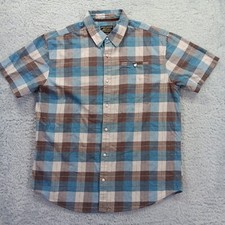 Grizzly Mountain Shirt Men's XL Brown Blue Plaid Button Up Outdoor Casual