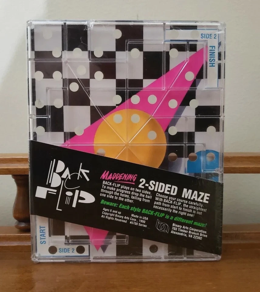 Laberinto rompecabezas laberinto bola guiada vintage 1990 artes binarias backflip 2 lados Foto 2 de 3