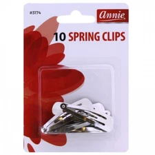 ANNIE 10 COUNT SPRING CLIPS #3174 SILVER METAL SNAP HAIR CLIP