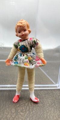 Vtg Young Girl Doll 3.25'' High Caco Dollhouse 1:12