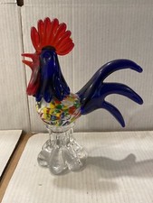 Murano Style Hand Blown 10" Glass Rooster  B126