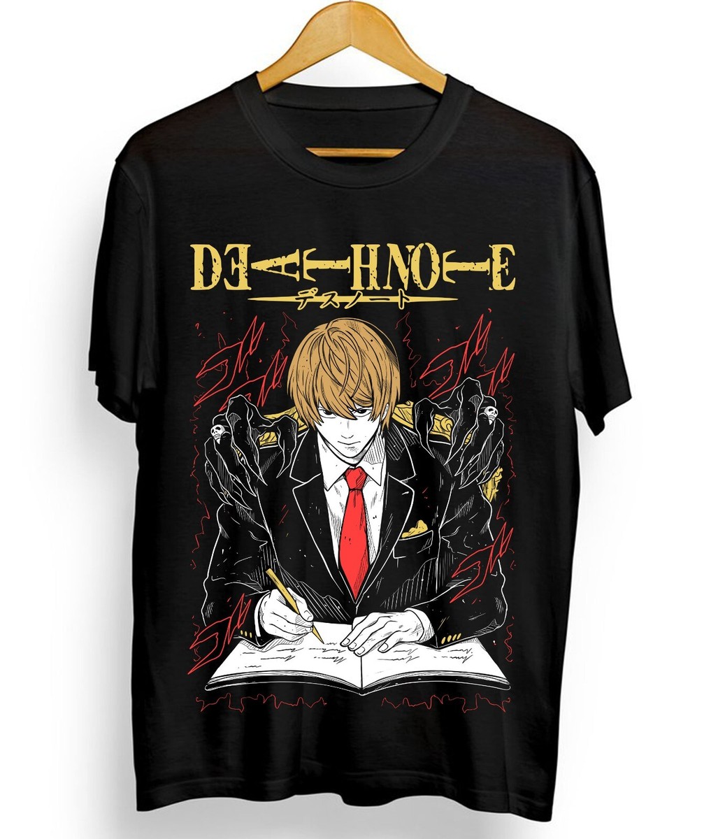 Kira Ryuk T-Shirt Death Note L Manga Strip Horror Anime Black Tee