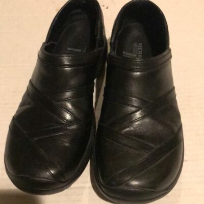 Merrell Black Leather Slip On Loafers - Sz 7.5 | eBay display picture 3