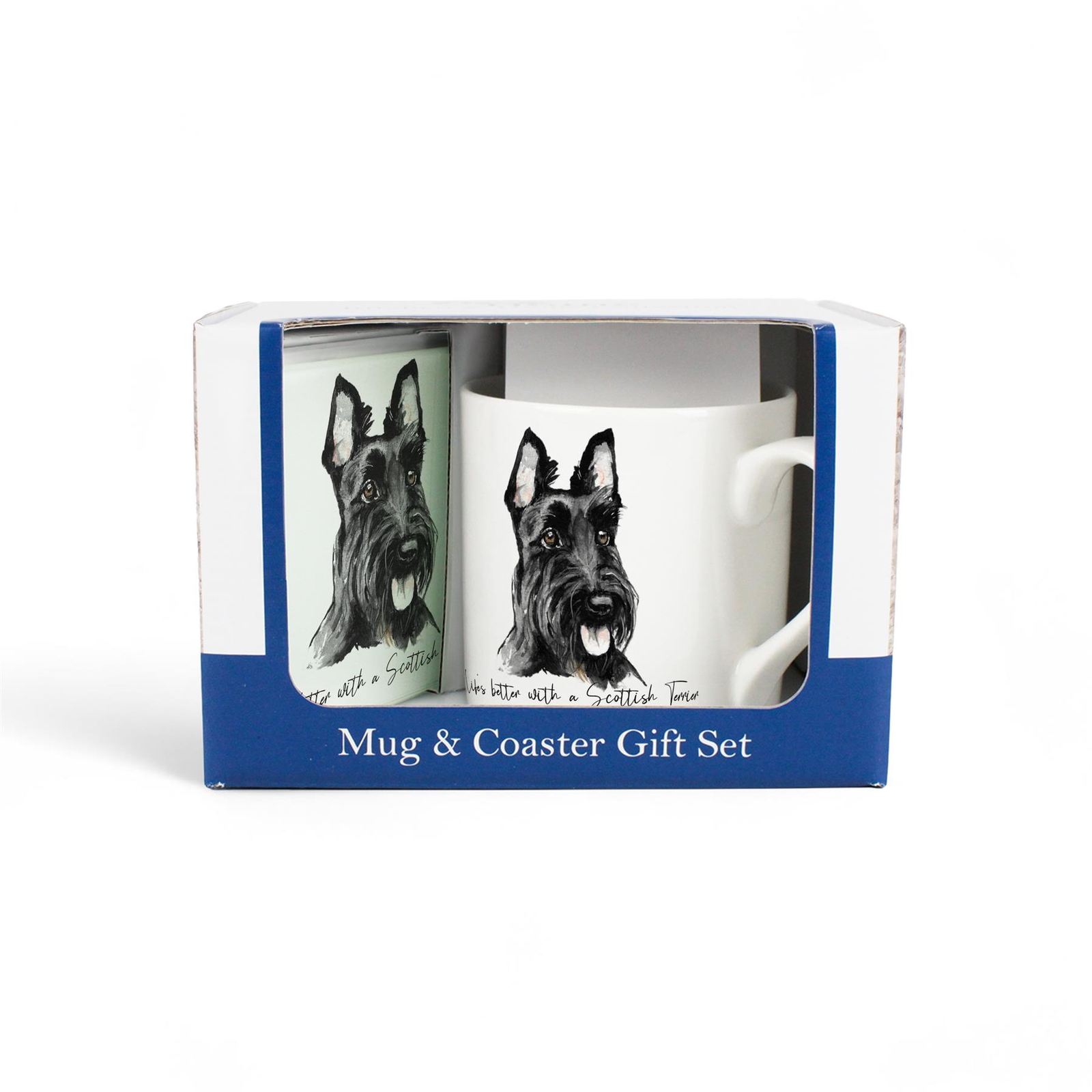 Scottish Terrier Bone China Mug & Glass Coaster Gift Set for Dog Lovers