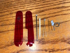 New Victorinox 91mm PLUS HANDLE / SCALE 8 Piece KIT in RUBY RED  #20 