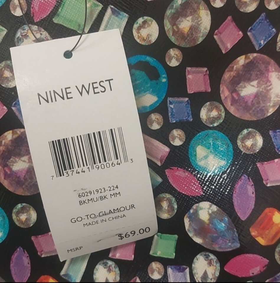 Nine West Black Multi Gemstone Patterned Medium T… - image 12