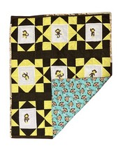 Handmade Baby Quilt Embroidered Monkeys Two Sided 38  x 46  Cotton Fleece