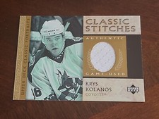 krys kolanos game used relic jersey card authentic nhl hockey coyotes upper deck