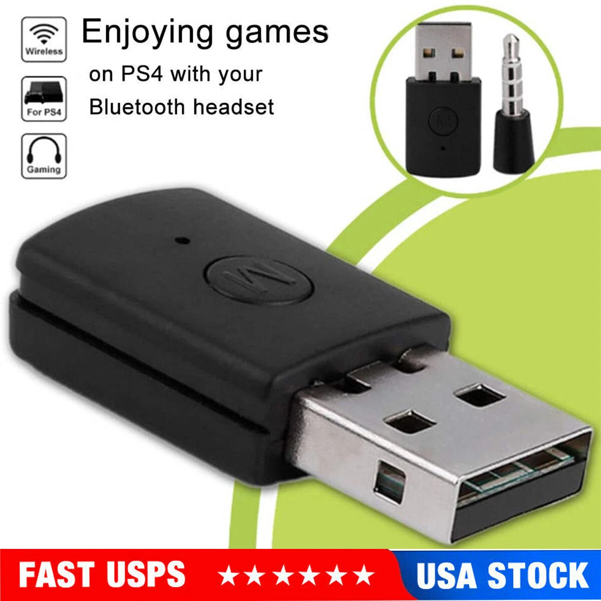 Wireless Mini Bluetooth USB Dongle Receiver Adapter W/ Mic for PS4 Sound  Headset