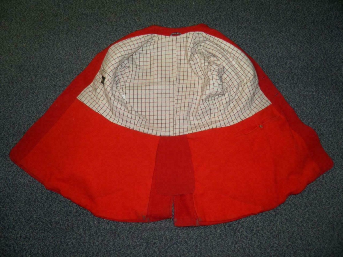 Manteau De Chasse Vintage Harry Hall – Rouge 100% Laine – Taille 38 Poitrine – Sans Boutons