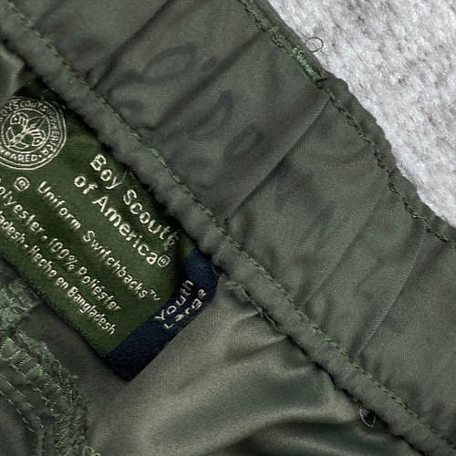 Boy Scouts Of America Shorts Boys Size Large Green Cargo Camp Nylon Pocket Youth - Picture 5 of 10